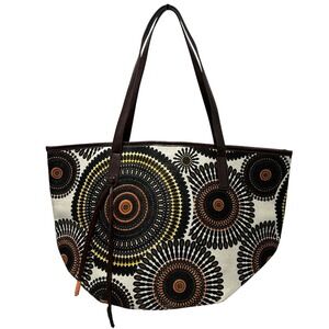 Neiman Marcus Stylish Brown and Yellow Patterned Tote Bag NWOT‎ - Large